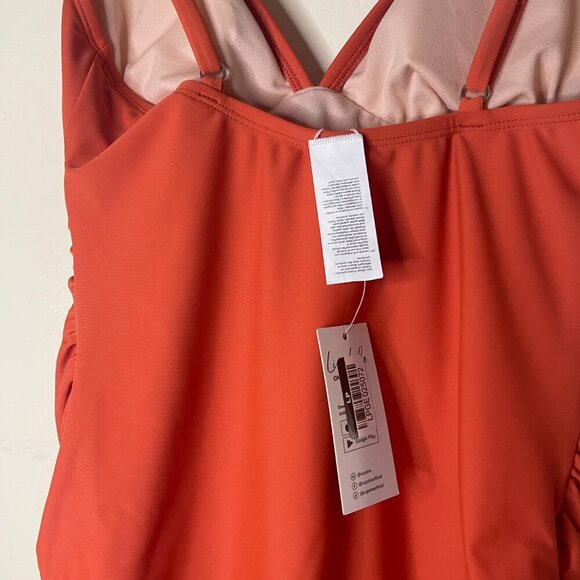 Cupshe Orange One-Piece Swimsuit with Ruched Design & Padded Cups, size M, NWT. - Picture 6 of 8